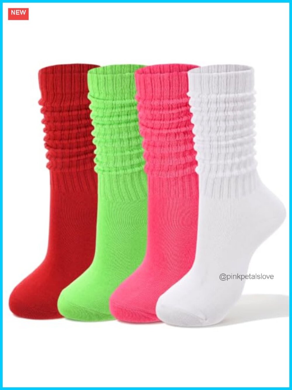 Women's Slouch Socks 4-Pair Stacked Two-Way Knee High
